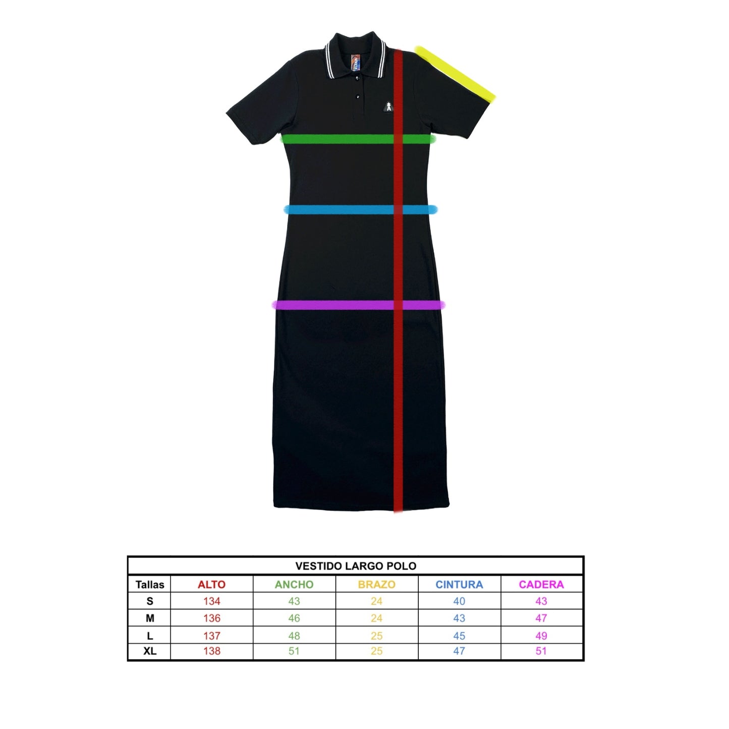 Vestido Largo Pique Mujer