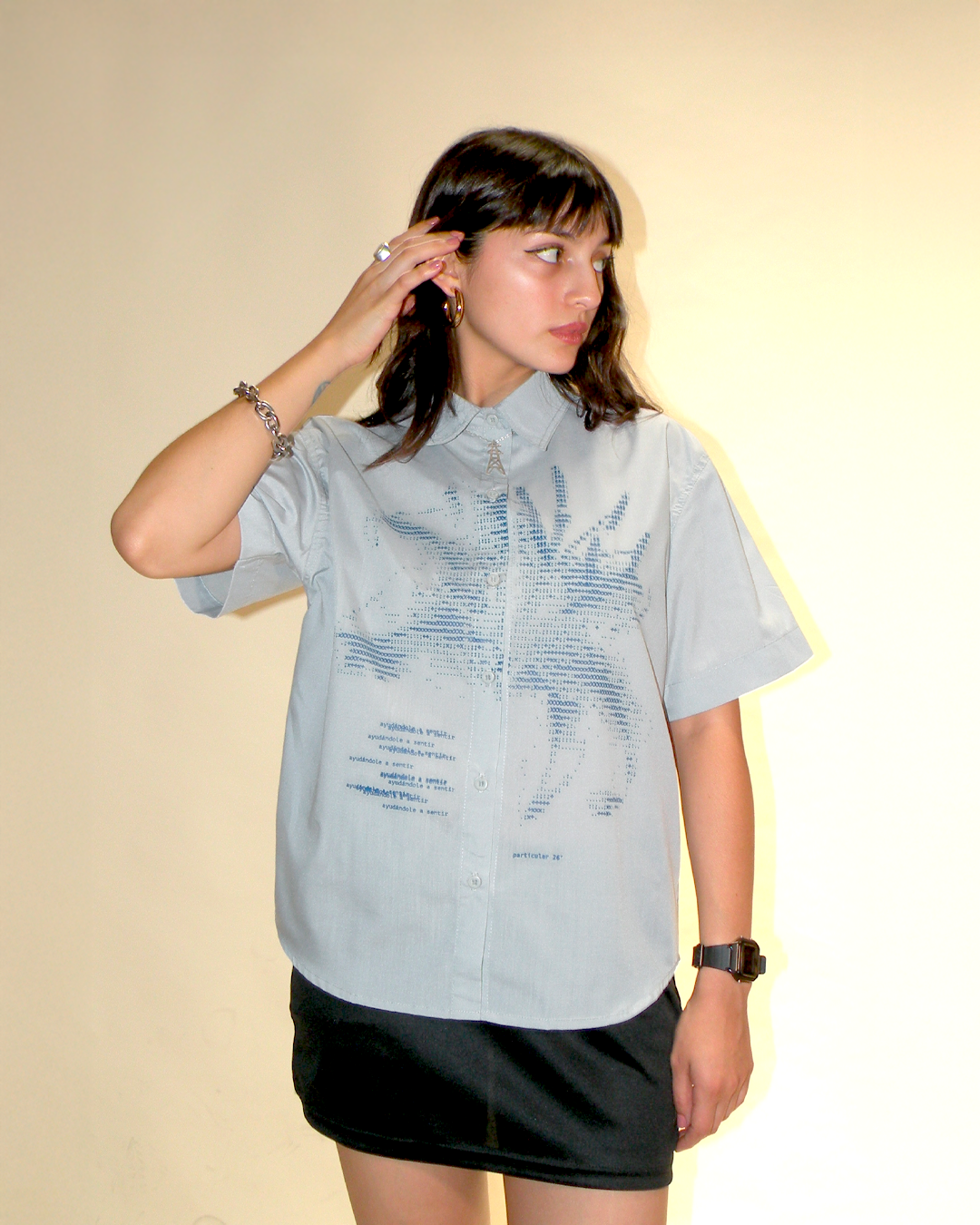 Camisa Manga Corta Flor Impresora 1993