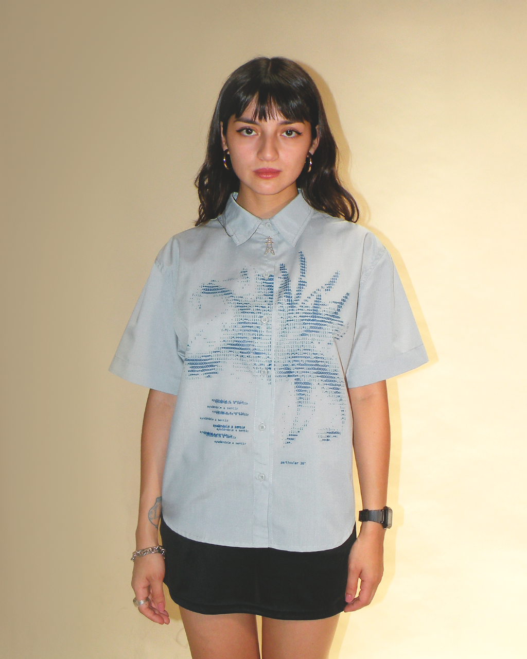 Camisa Manga Corta Flor Impresora 1993