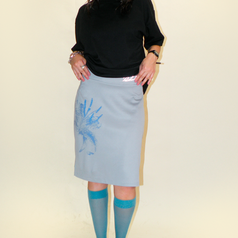 Falda Deportiva Flor Malla Pique Gris (Preventa)