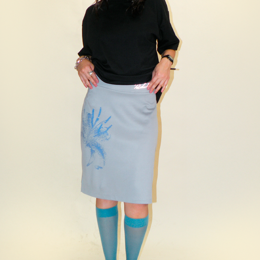 Falda Deportiva Flor Malla Pique Gris (Preventa)