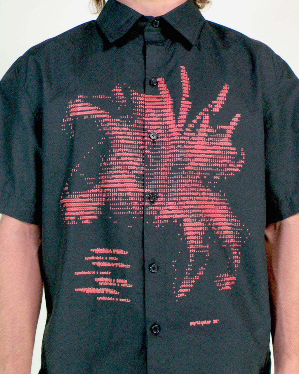 Camisa M/C Negra Flor Impresora 1993