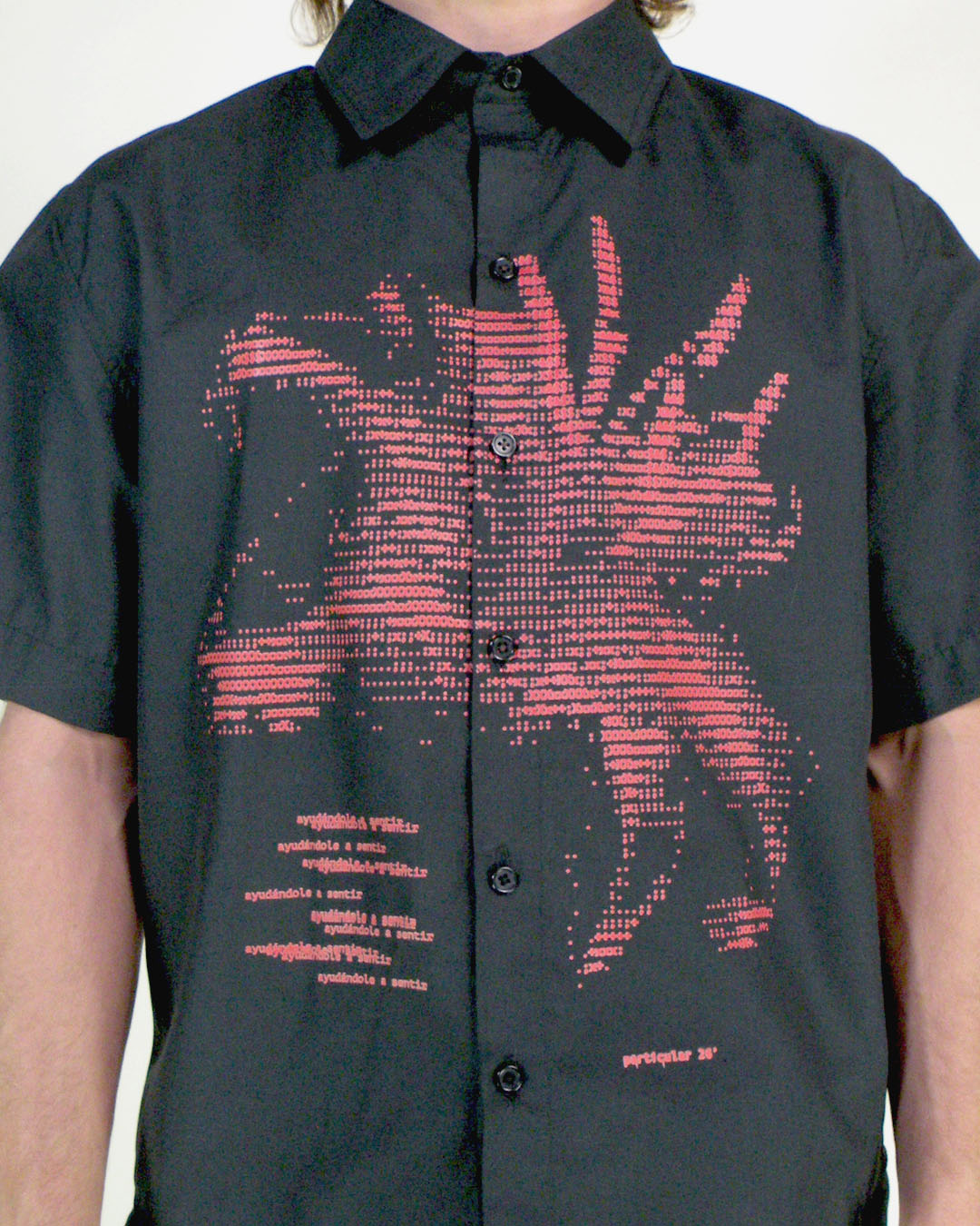 Camisa M/C Negra Flor Impresora 1993