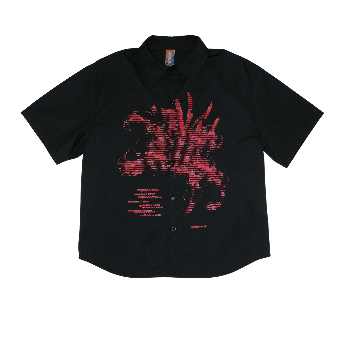 Camisa M/C Negra Flor Impresora 1993