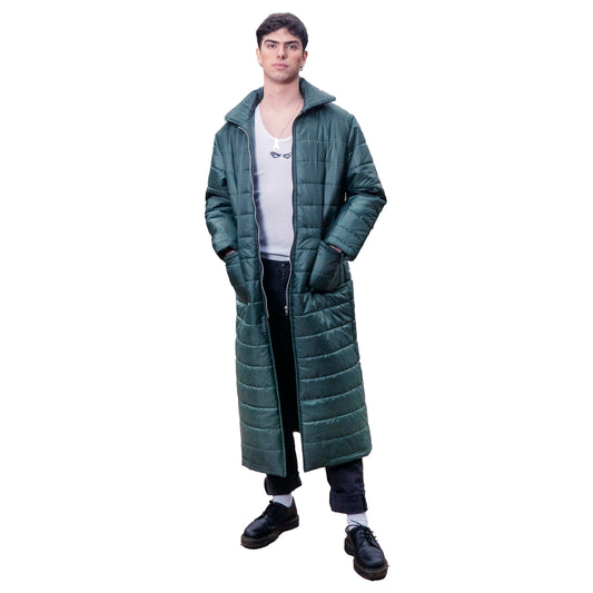 ABRIGO LARGO PUFFER IMPERMEABLE "ANTENA BIBLICA" VERDE BOTELLA