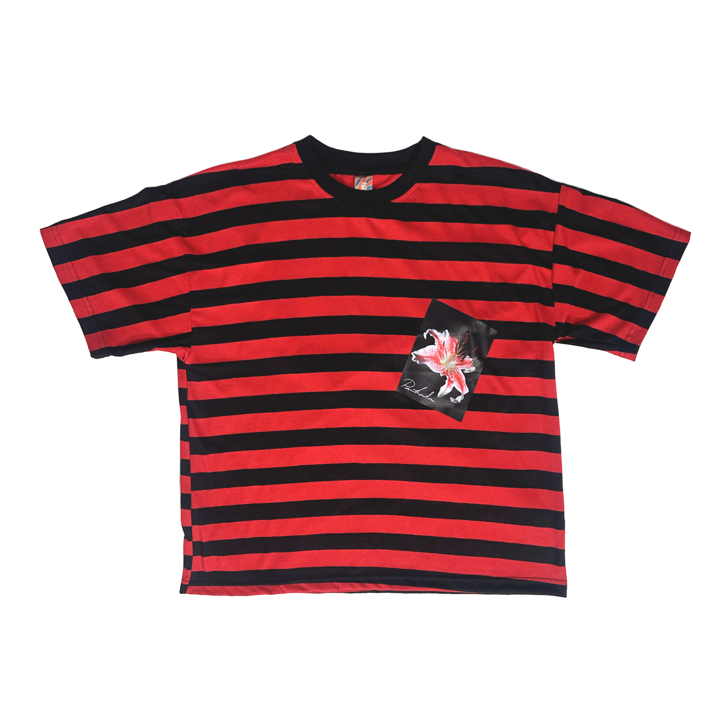 Polera Rayada Flor Boxy