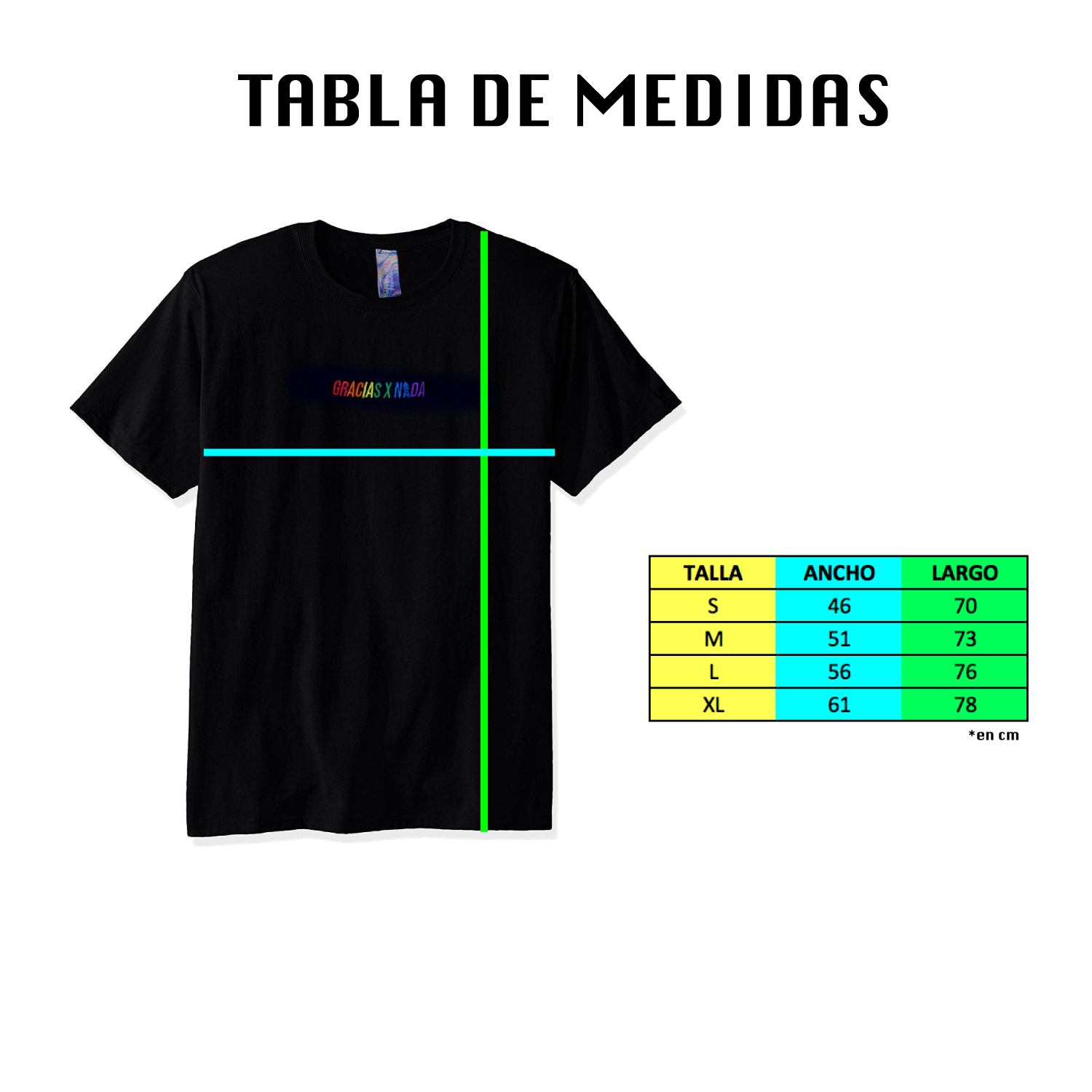 POLERA NEGRA "GRACIAS X NADA" EN COLORES